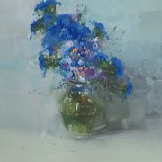 Vase of blue Flowers
